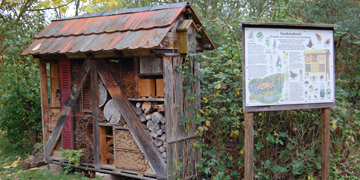 Erklärtafel und Insektenhotel