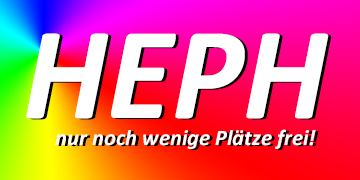 Farbfläche mit Schrift HEPH nur noch wenige Plätze frei