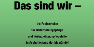 Das sind wir grünes Bild mit schwarzem Text: das sind wir - Fachschulen